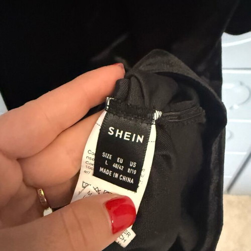 Velvet dress Shein black like new with side ruching