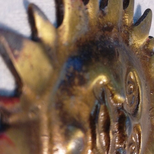 Sun wall decoration vintage metal used