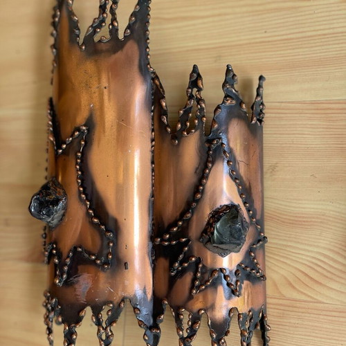 Metal ceiling light with two wall lamps used