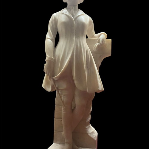Marble sculpture used, woman in equestrian attire, 53cm, G.Brogi