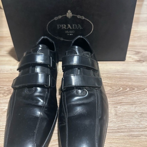 Prada leather men's shoes with adjustable Velcro straps like new