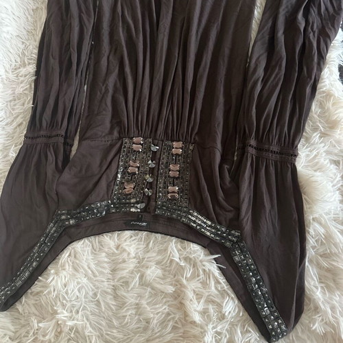 Airy dress used, brown with bust and sleeve design