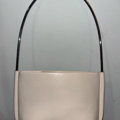 Mango shoulder bag new, beige with metal handle