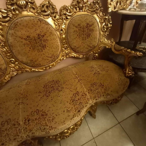 Carved sofa used, three-seat throne and 2 armchairs
