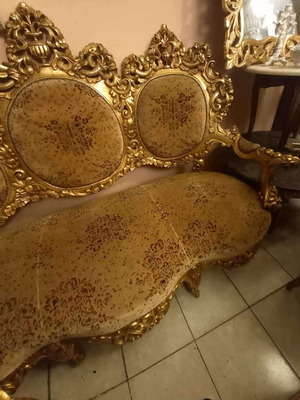 Carved sofa used, three-seat throne and 2 armchairs