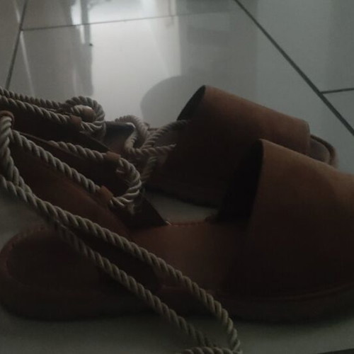Suede lace up sandals like new, size 38, brown and orange