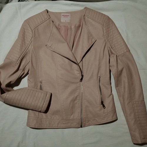 Pink Woman pink faux leather jacket like new size M