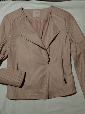 Pink Woman pink faux leather jacket like new size M