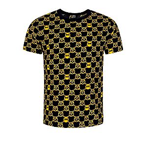 Moschino Underwear Chain Print T-Shirt in Black & Gold