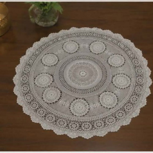 Handmade crocheted round tablecloth 75 cm, new