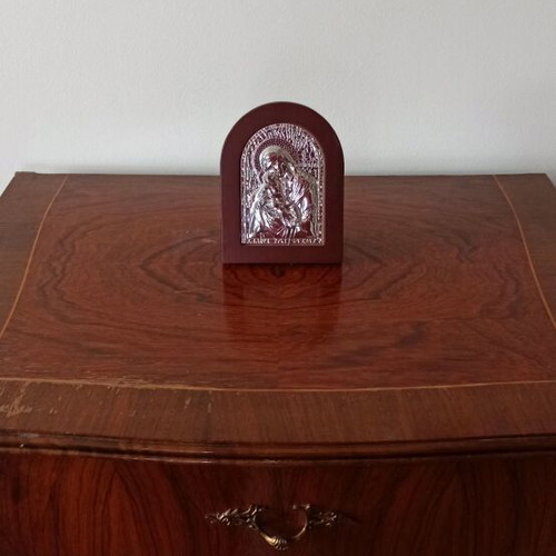 Virgin Mary Icon with 925 Silver Coating, like new