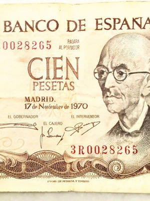 100 Pesetas Banknote Spain 1970 used