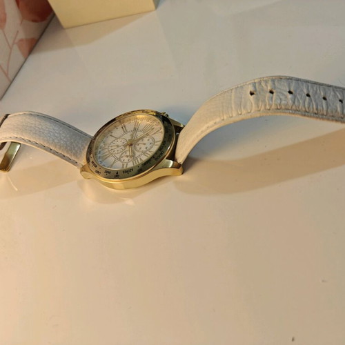 Oxette women's watch used, white leather strap