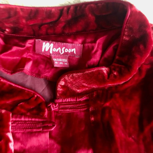 Velvet Monsoon shirt Chinese style like new, red XL