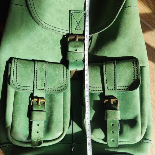 Vintage backpack green genuine leather used