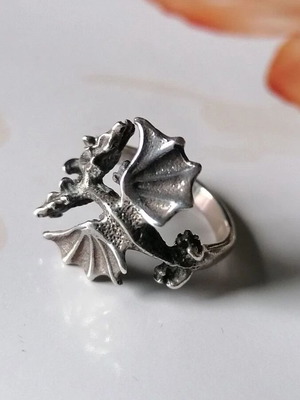 925 Silver Ring with Double-Headed Dragon New, Sizes 54 and 56