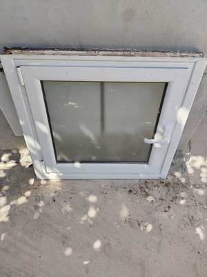 Aluminum window used, 73.5cm x 69cm, white, double glazed, ALUMIL