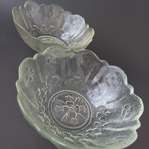 Set of 2 vintage embossed glass salad bowls Ortnerwieres like new