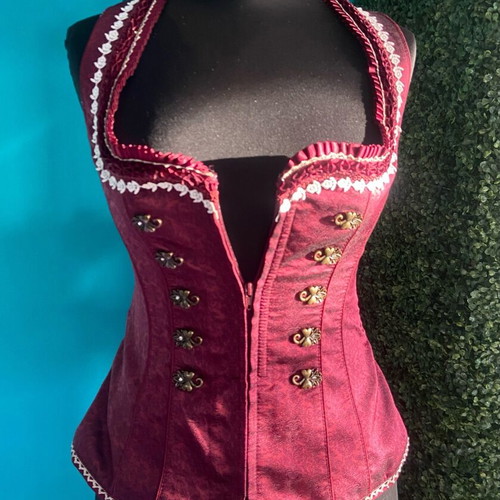 Bavarian dirndl sleeveless corset top new, burgundy