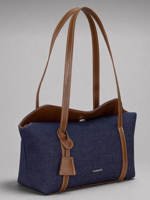 Denim shoulder bag new, black and blue