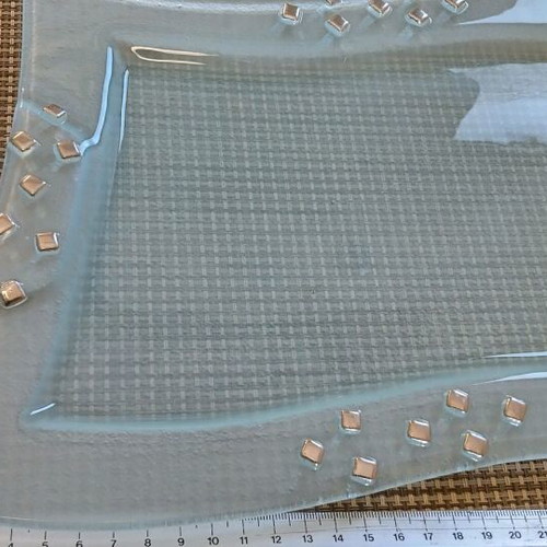 Glass tray like new with metal details