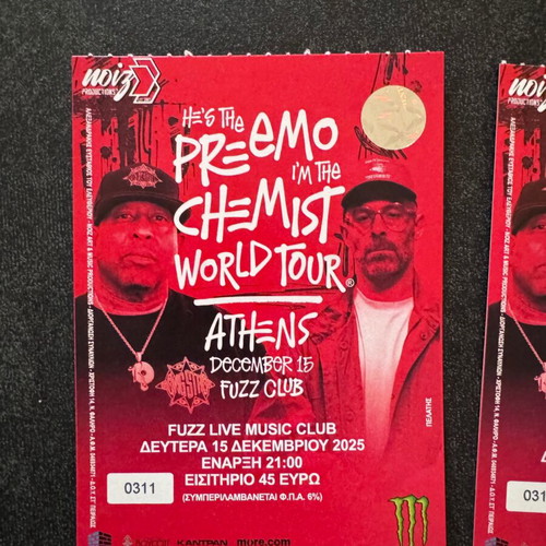 Dj Premier(preemo)+dj Alchemist concert ticket new at Fuzz