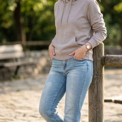 Set Beige H&M Hoodie and Light Blue Vila Jeans like new
