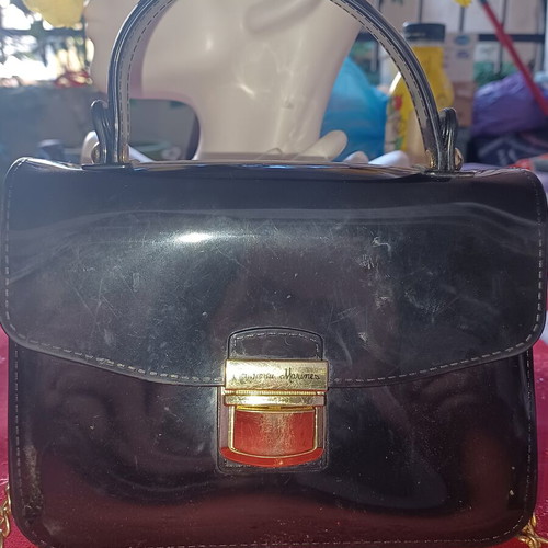 Original Marines Black Patent Leather Handbag like new with Gold Chain