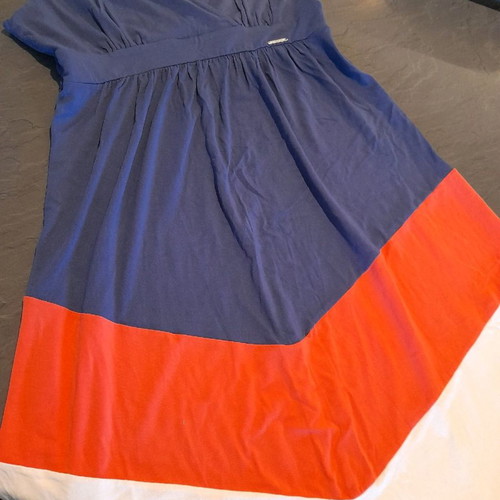 Matis dress xl used, blue with orange and white