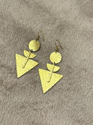 Handmade stainless steel earrings gold tone like new