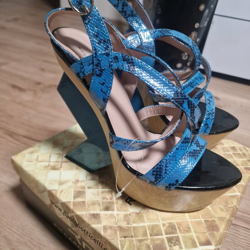 Blue women's high-heeled shoes new, size 36