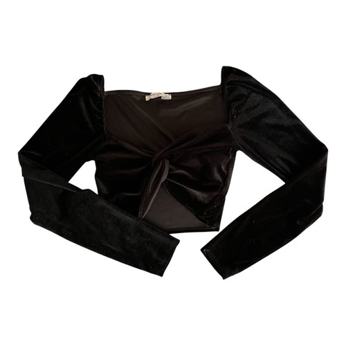 Stradivarius Velvet Crop Top black, like new, size S