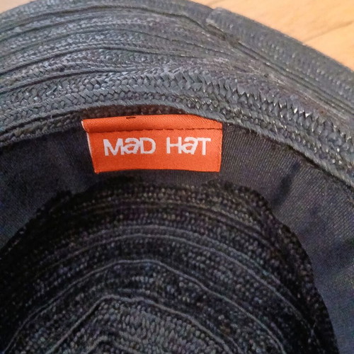 Mad Hat Straw Black Beach Hat with Ribbon Size 56.5 like new