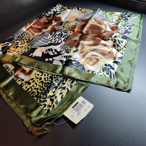 Scarf new green and brown 80 x 80 cm