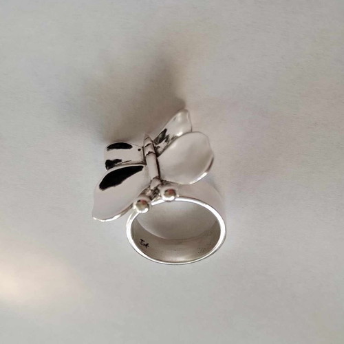 Handmade ring Rotating butterfly silver 925