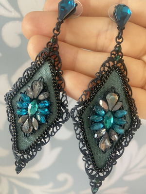 Faux Earrings new, petrol, black and silver colors