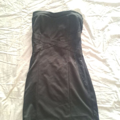 Strapless mini dress with satin details like new, black
