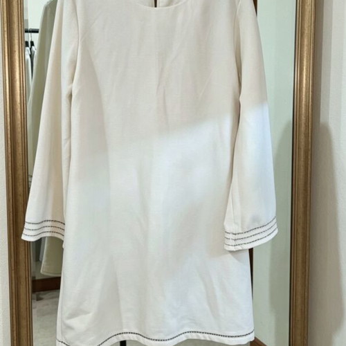 Mango dress like new with sleeve and hem details beige size M