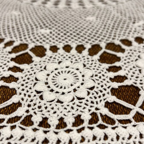 Crocheted round tablecloth white, 78 cm diameter, new