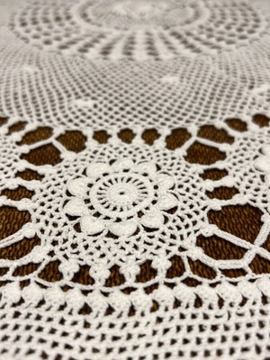 Crocheted round tablecloth white, 78 cm diameter, new
