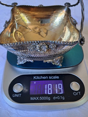 Silver basket 925, like new, gold-plated inside