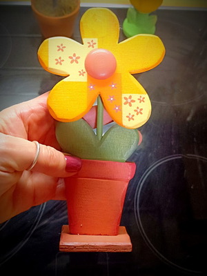 Wooden decorative flower handmade, yellow