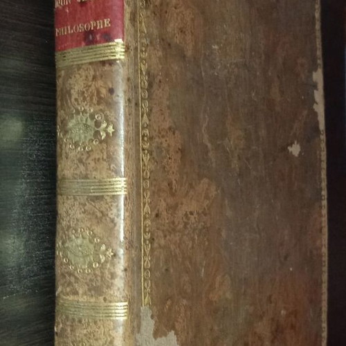 Old French book philosophy Christianity used, leather-bound