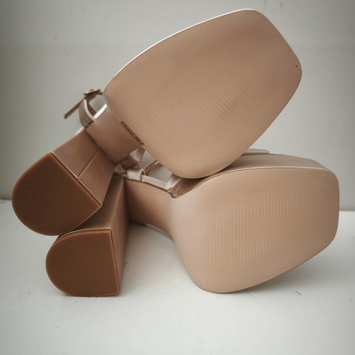 Satin high-heeled platform sandals size 40 beige new