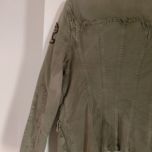Military Safari Jacket, olive with patches and distressed details