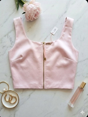 Enzzo crop top satin baby pink like new, size L