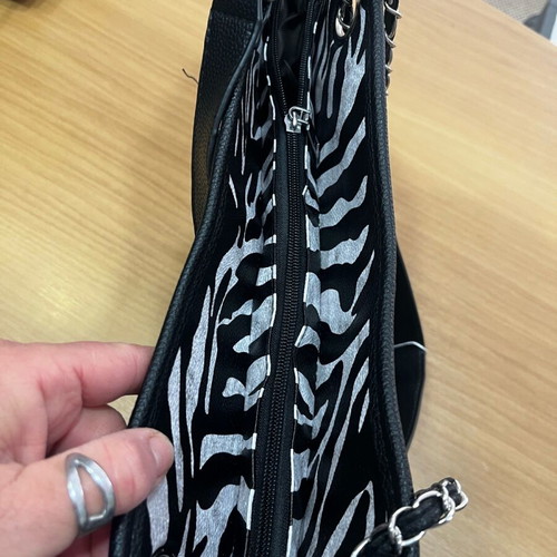 Shopping bag shoulder new, black and white with large capacity
