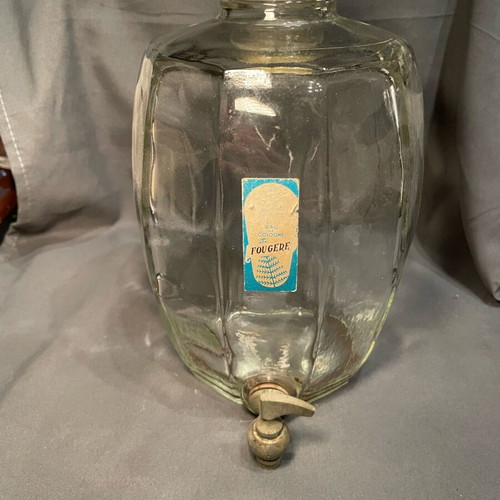 Glass barrel used with tap, old, for aroma or drink