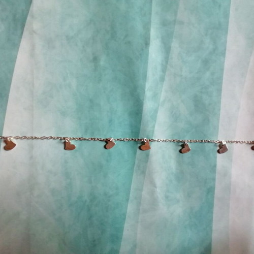 Silver 925 anklet with chain and hanging hearts new