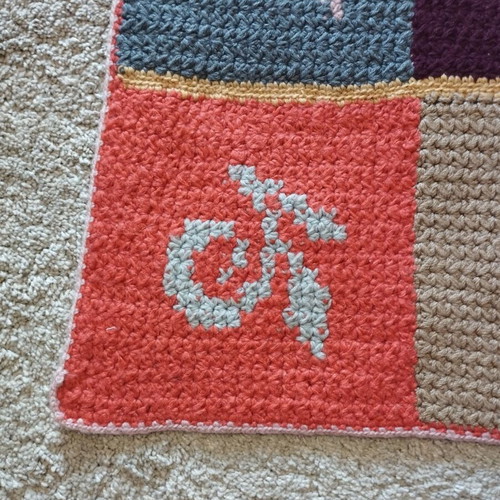 Handmade knitted runner like new, multicolored, 55x210 cm